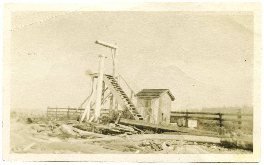 An early lighthouse at Bush Point. An oil lamp had to be hung each evening. (Washington State Library)