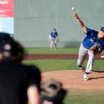 The Everett Merchants’ Tyson Willis, from Snohomish, delivers a pitch during a game against the Seattle Blackfins on Wednesday, June 22, 2022, at Funko Field in Everett, Washington. (Ryan Berry / The Herald)