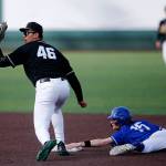 Jackson’s Dominic Hellman turns to see the umpire’s call on a close play at second base against Bothell Friday, May 13, 2022, at Funko Field in Everett, Washington. (Ryan Berry / The Herald)