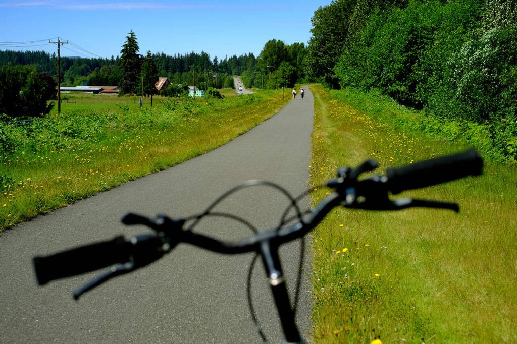 Ride up to Arlington along the Centennial Trail for views of the countryside and a perfect lunch spot along the Stillaguamish River. (Taylor Goebel / The Herald).
