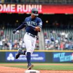The Mariners Julio Rodriguez rounds the bases after hitting a two-run home run against the Orioles during a game Wednesday in Seattle. (AP Photo/Caean Couto)