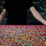 One of Oskars paintings featured on his album Never Forget. (Olivia Vanni / The Herald)