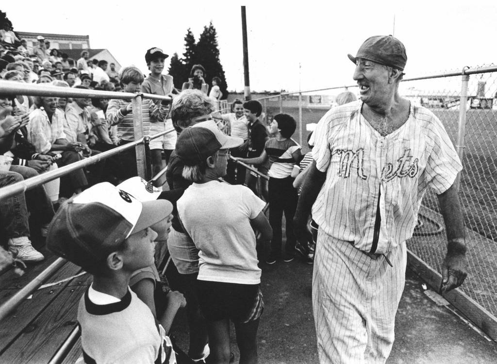 Max Patkin, the Clown Prince of Baseball, visits Everett Memorial Stadium. (Dan Bates / The Herald)