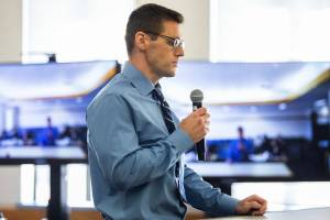 Jenson Hankins address the court during his resentencing at the Snohomish County Courthouse on Thursday, June 30, 2022 in Everett, Washington. (Olivia Vanni / The Herald)