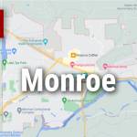 Logo for news use featuring the municipality of Monroe in Snohomish County, Washington. 220118
