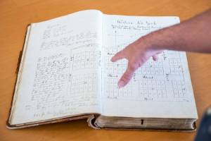 Inside the second page of Book 1 of the Snohomish County Deeds records on Tuesday, July 19, 2022 in Everett, Washington. (Olivia Vanni / The Herald)