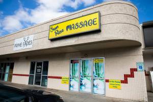 Sun Rise Massage on Monday, July 18, 2022 in Marysville, Washington. (Olivia Vanni / The Herald)