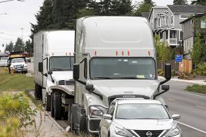 Many cities and Snohomish County have rules where semi-trucks and RVs can be parked. (Lizz Giordano / The Herald)