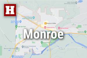 Logo for news use featuring the municipality of Monroe in Snohomish County, Washington. 220118