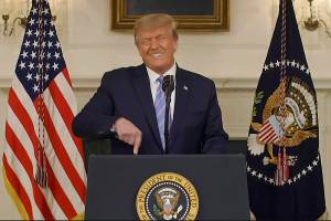 This exhibit from video released by the House Select Committee, shows President Donald Trump recording a video statement at the White House on Jan. 7, 2021, that was played at a hearing by the House select committee investigating the Jan. 6 attack on the U.S. Capitol, Thursday, July 21, 2022, on Capitol Hill in Washington. (House Select Committee via AP)