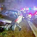 This crash in Seattle resulted from a chase that started in Snohomish County after the robbery of a marijuana retail store on Feb. 17. (Snohomish County Sheriff's Office) 20220218
