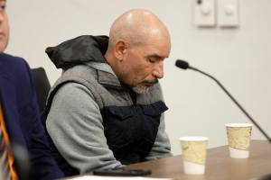 Raul Alfaro Gomez appears in court for sentencing Monday, Aug. 1, 2022, at Snohomish County Superior Court in Everett, Washington. (Ryan Berry / The Herald)