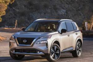 The 2022 Nissan Rogue runs with a new three-cylinder engine paired with a revised CVT automatic transmission. Nissan.