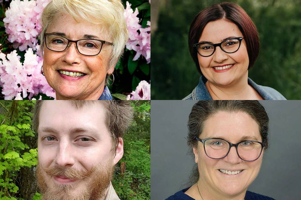 Top: Carolyn Eslick (left) and Jessica Wadhams. Bottom: Tyller Boomgaarden (left) and Kathryn Lewandowski.