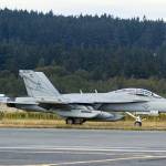 An EA-18G Growler taxis down the airstrip on Naval Air Station Whidbey Island during the squadrons welcome home ceremony in August 2017. (Mass Communication Specialist 2nd Class Scott Wood / U.S. Navy)