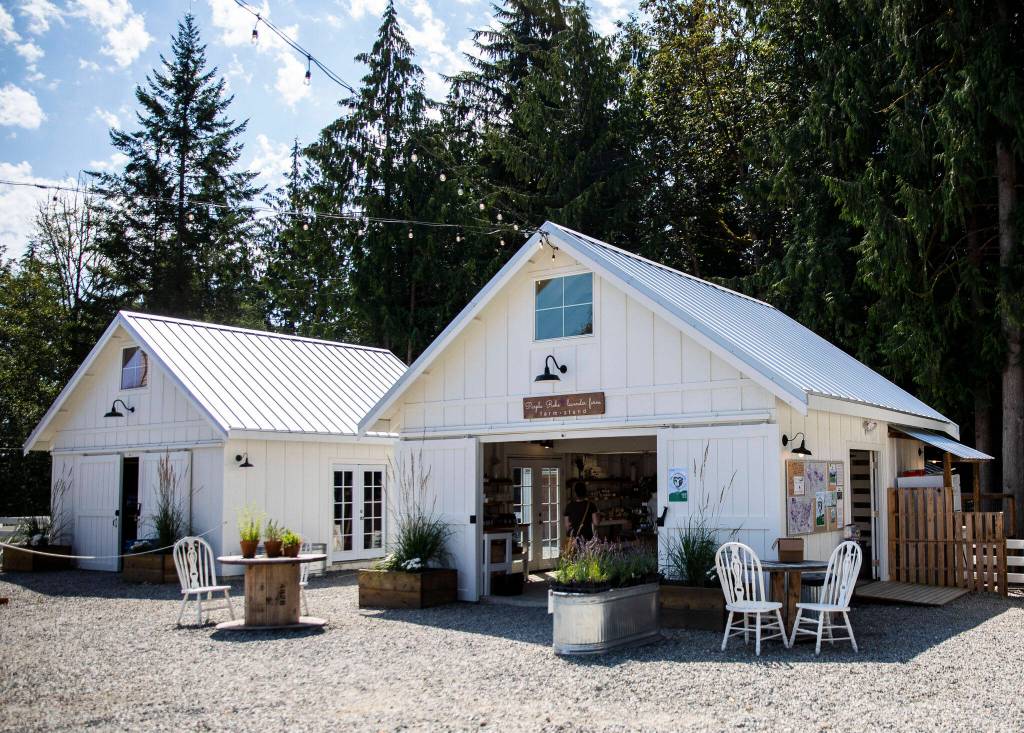 The lavender farm store at Purple Robe Lavender Farm on Friday, in Arlington. (Olivia Vanni / The Herald)