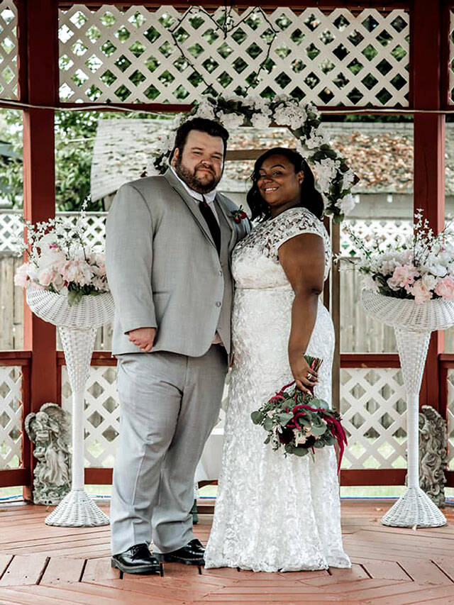 Michael and Jazmine Monroe were married in 2020 in the gazebo at the Purple Wedding Chapel in Everett. (Photo courtesy of Jazmine Monroe)
