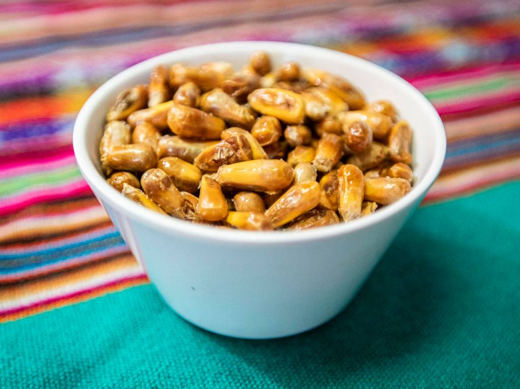 Peruvian corn served at Rinconcito Peruano Restaurant. (Olivia Vanni / The Herald)