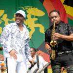 Shawn McQuiller of Kool & The Gang performs at the New Orleans Jazz and Heritage Festival, on Sunday, May 8, 2022, in New Orleans. (Photo by Amy Harris/Invision/AP)