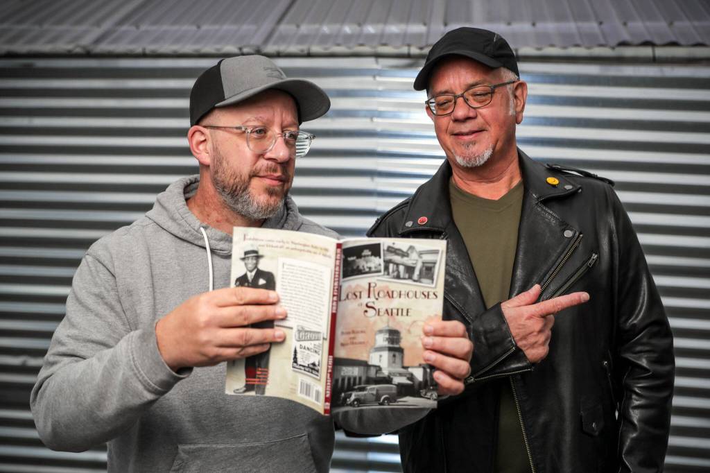 Brad Holden, left, and Peter Blecha, authors of a new book about Prohibition-era roadhouses. (Kevin Clark / The Herald)
Brad Holden, left, and Peter Blecha, authors of a new book about Prohibition-era roadhouses. (Kevin Clark / The Herald)
