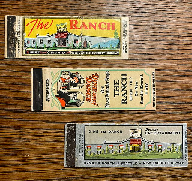 These old matchbooks for The Ranch belong to local prohibition historian Brad Holdens collection of roadhouse memorabilia. (Courtesy of Brad Holden)