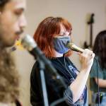 From left, Andrew Vait, Annie Jantzer and Linzy Collins of The Little Lies rehearse in May. You can hear the Everett band Aug. 18 at the Port of Everetts Port Gardner Landing. (Kevin Clark / The Herald)