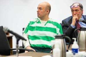 Daniel Rodrigues turns to address the family and friends of Daniel Brakke during his sentencing at the Snohomish County Courthouse on Wednesday, Aug. 24, 2022 in Everett, Washington. (Olivia Vanni / The Herald)