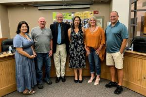 The Snohomish School Board, pictured here, recently appointed Sarah Adams, fourth from the left, to fill a vacant position. (Courtesy of Snohomish School District)