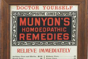 Photo Caption: Munyon's Homeopathic Cures may not have been effective medicine, but the cabinets are desirable collectibles. This one sold at auction for more than $1,000.