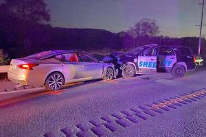 An Arlington woman allegedly crashed head-on into a King County Sheriff's Office deputy Wednesday evening on U.S. 2 near Monroe. (Washington State Patrol)