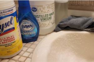 Caption: Clean the bathroom in a snap with these simple tricks.