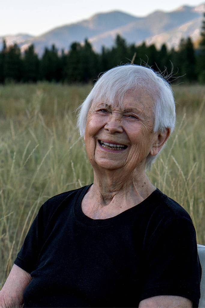 Lucy Mason on family property in Winthrop in 2020. (Photo by Nora Curran)