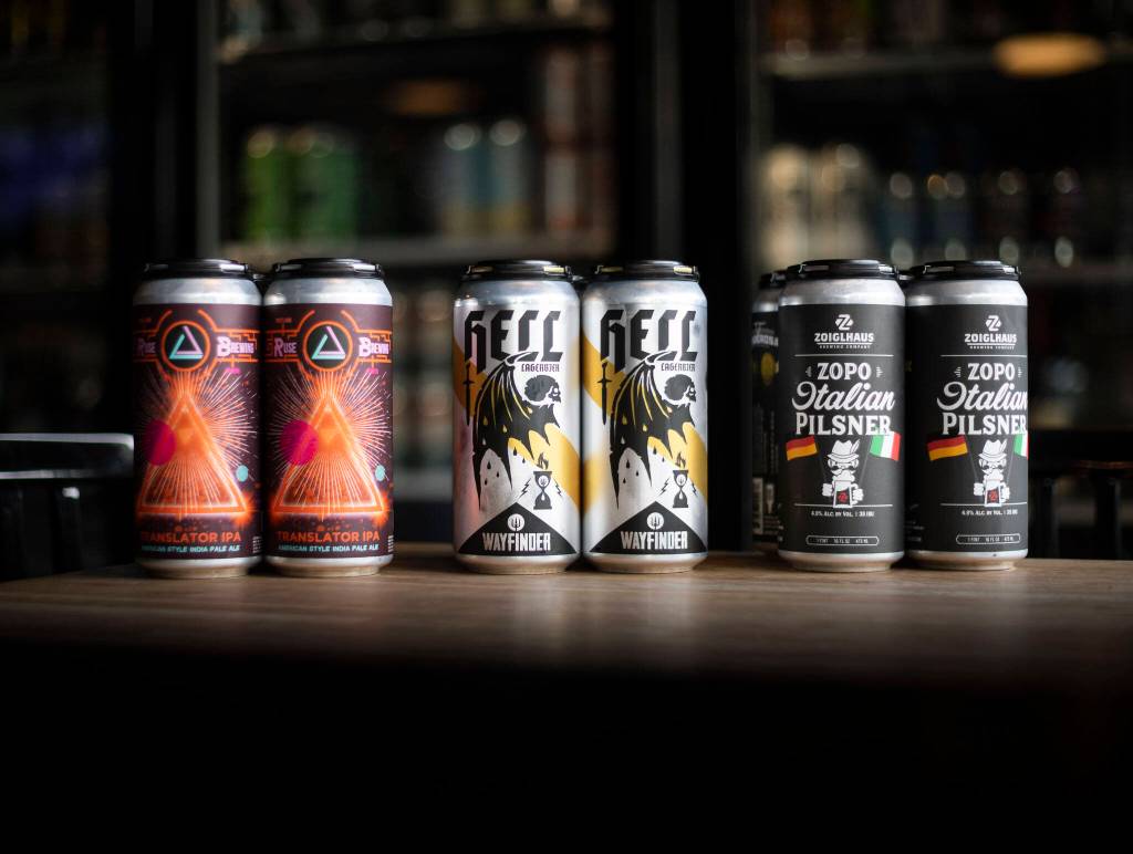 Lighter beers you can find at Joshs Taps Caps include Ruse Brewing Insulator IPA, Wayfinder Hell Lager and Zoiglhaus Zopo Italian Pilsner. (Olivia Vanni / The Herald)