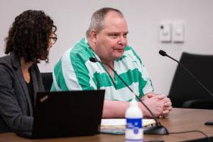 Michael Tallman speaks during his sentencing at the Snohomish County Courthouse on Thursday, Sept. 1, 2022 in Everett, Washington. (Olivia Vanni / The Herald)