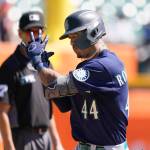 Seattle Mariners center fielder Julio Rodriguez rounds third base after a solo home run during the third inning of a baseball game against the Detroit Tigers, Thursday, Sept. 1, 2022, in Detroit. (AP Photo/Carlos Osorio)