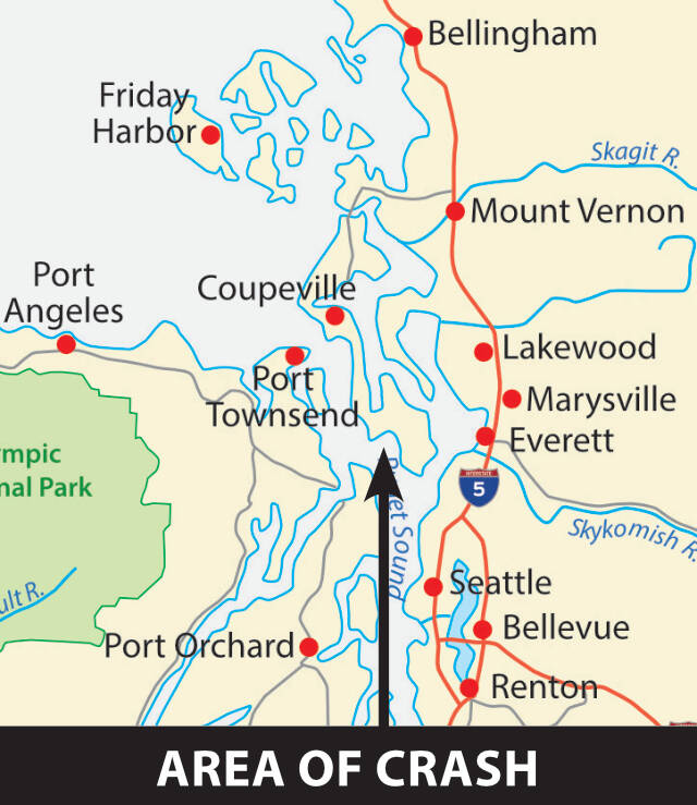 Locator map for float plane crash off Whidbey Island.