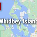Logo for news use featuring Whidbey Island in Island County, Washington. 220118