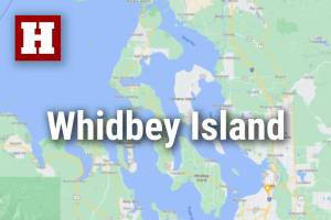 Logo for news use featuring Whidbey Island in Island County, Washington. 220118