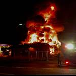 The abandoned Alfy’s Pizza building in Lynnwood caught fire around 1:30 a.m. on Thursday, Sept. 8, 2022. (Lynnwood Police)