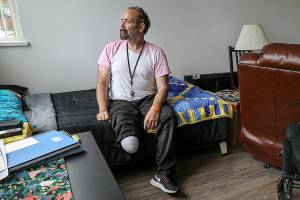 Vern Van Winkle was one of the first residents of Clare’s Place, a supportive housing building which opened in July. (Lizz Giordano / The Herald)