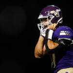 Lake Stevens Jayden Limar heads back to his sideline while shouting after punching in the game-sealing touchdown run against Bellevue on Friday, Sep. 9, 2022, at Lake Stevens High School in Lake Stevens, Washington. (Ryan Berry / The Herald)