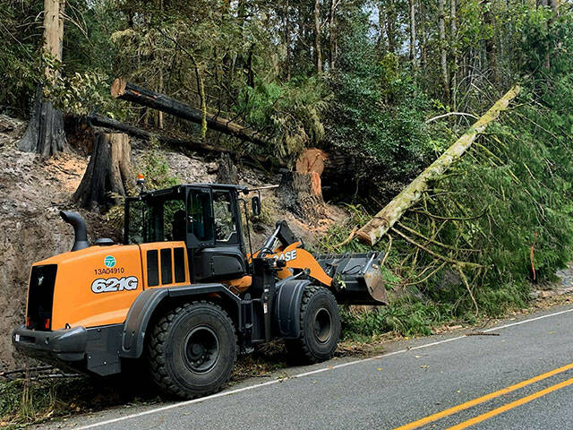 Crews from Washington State Department of Transportation continue to clear debris from U.S. 2 earlier this week. (Inciweb)