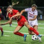 Thursday night at Lynnwood High School in Lynnwood, Washington on September 22, 2022. The Hawks and Wildcats finished the match with 1-1 tie. (Kevin Clark / The Herald)