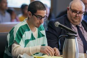 Alex Valdovinos is sentenced after pleading guilty to murder Monday afternoon at the Snohomish County Courthouse in Everett, Washington on September 26, 2022.  (Kevin Clark / The Herald)