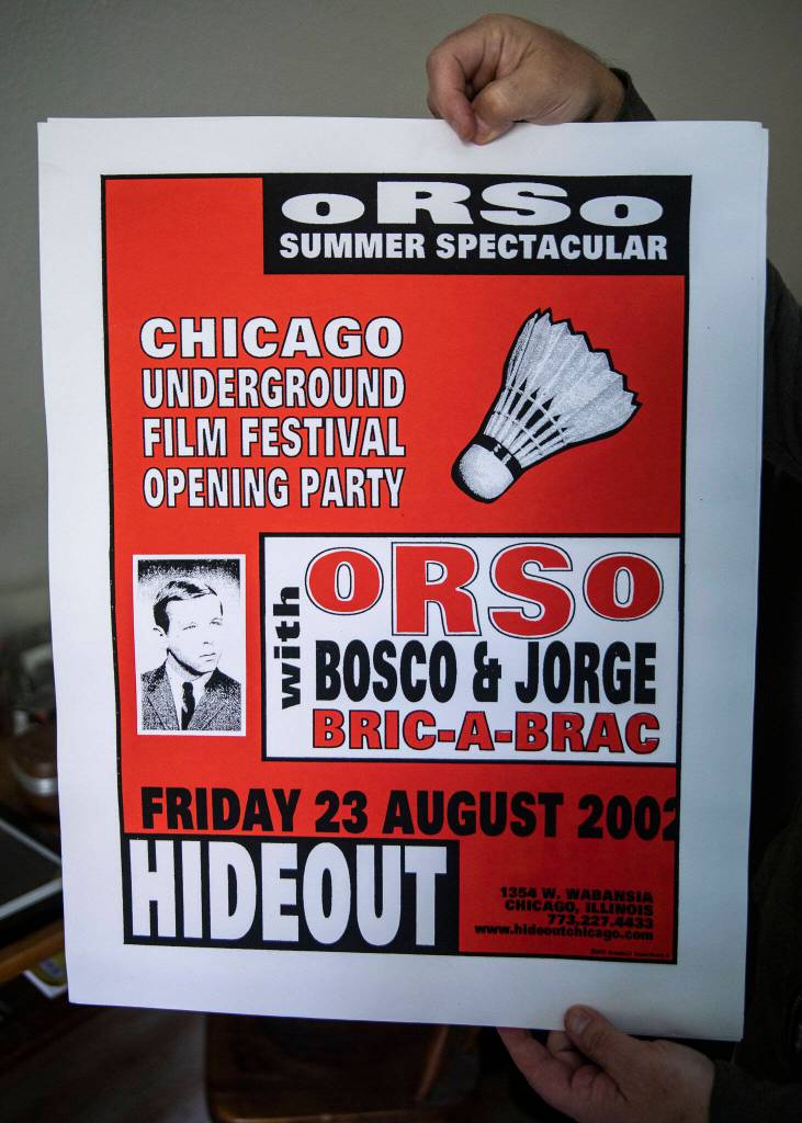 One of the many oRSo screenprint posters that Spirito has in his home in Monroe. He started oRSo after Rex disbanded, but is now going back on tour with Rex. (Olivia Vanni / The Herald)