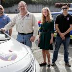 Jeremy Haines, Frank McCahill, Elina Rodin and Barrett Horn of Everett 911 Driving School on Sept. 29, in Everett. (Kevin Clark / The Herald)