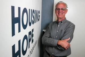 Fred Safstrom, CEO of Housing Hope, is retiring. Photographed in Everett, Washington on October 5, 2022.  (Kevin Clark / The Herald)