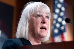 FILE - Sen. Patty Murray, D-Wash., speaks during a news conference the vote to codify Roe v. Wade, in this May 5, 2022 file photo on Capitol Hill in Washington. Murray is one of the U.S. Senate's most powerful members and seeking a sixth term. She is being challenged by Tiffany Smiley, a Republican from Pasco, Wash. (AP Photo/Jacquelyn Martin, File)