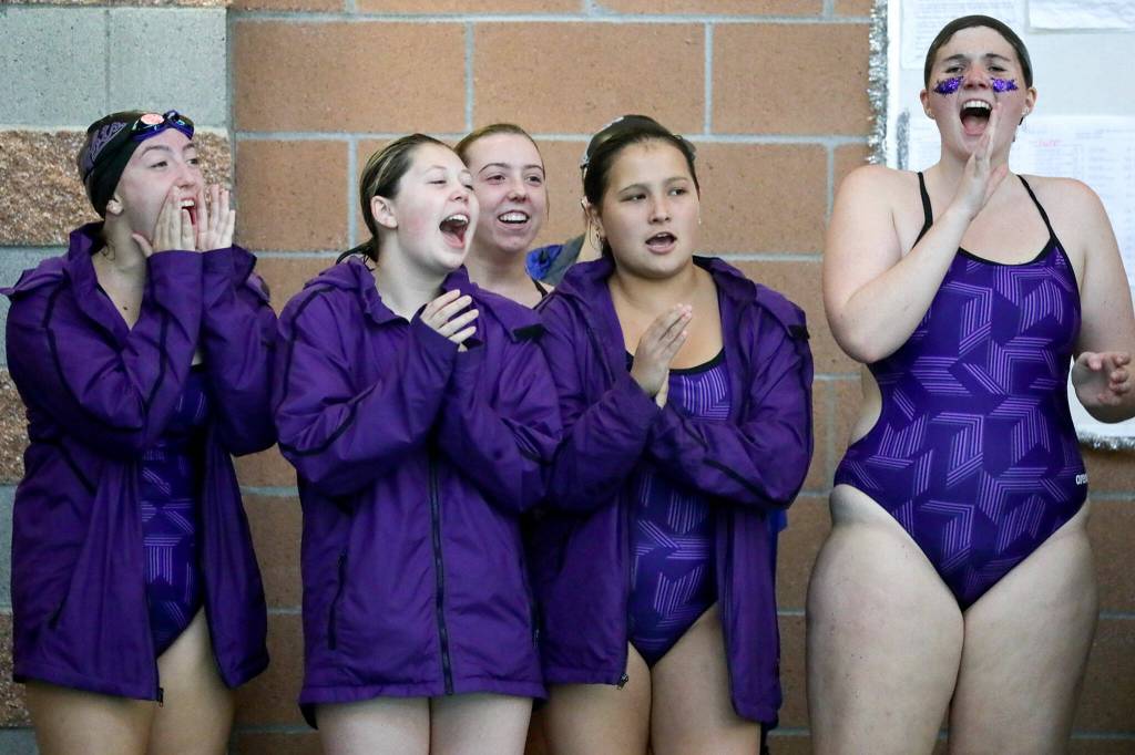 Kamiak cheers Thursday afternoon at Kamiak High School in Mukilteo, Washington on October 6, 2022. (Kevin Clark / The Herald)