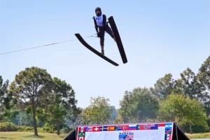 Everett High School graduate Steve Miller claimed the Over 65 Men’s Overall championship at the 2022 IWWF World Over-35 Waterski Championships, held Sept. 12-18 on Baurech Lake in France. (Photo provided by Steve Miller)